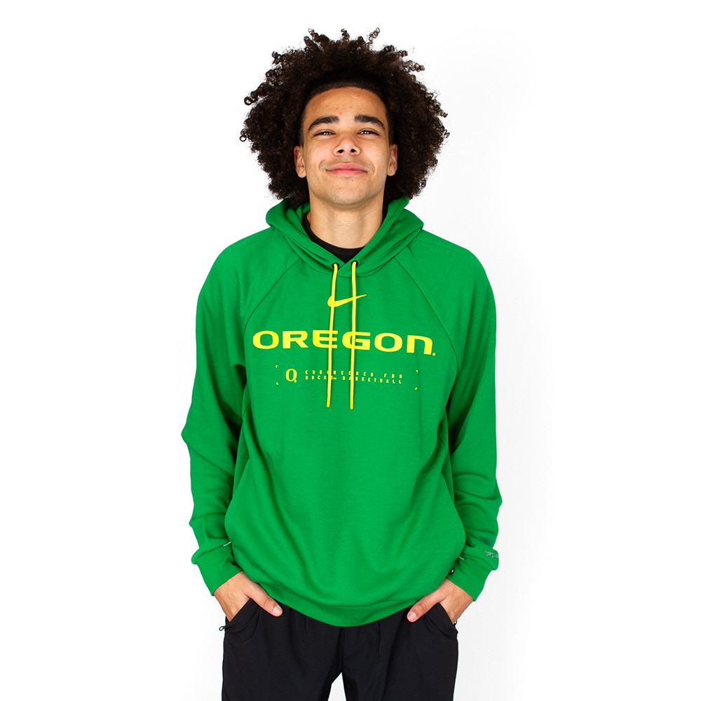 Classic Oregon O, Nike, Green, Hoodie, Polyester Blend, Men, Basketball, Fleece, Practice, Courtside, Pullover, Sweatshirt, 945441